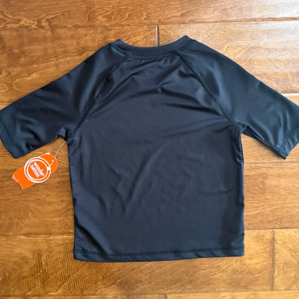 NWT Size XS Wonder Nation Swim Black Kids Swim Shirt